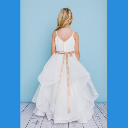 horsehair trim flower girl dress